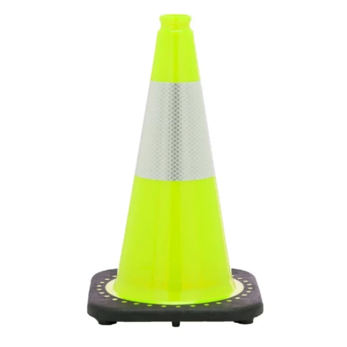 18 inch traffic cone lime green with reflective collar
