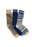Product Image of 3 Pack Cotton Blend Sock-Blue Multi