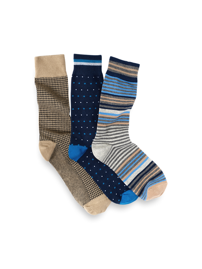Product Image of 3 Pack Cotton Blend Sock-Blue Multi