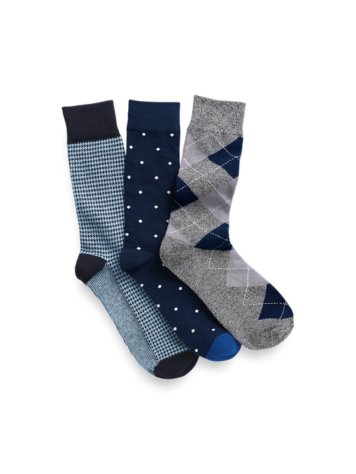 Product Image of 3 Pack Cotton Blend Sock-Navy Multi