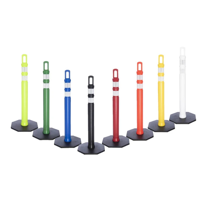 42" JBC Safety Arch Top Traffic Delineator Post Kit - Black Post + 12 LBS Base