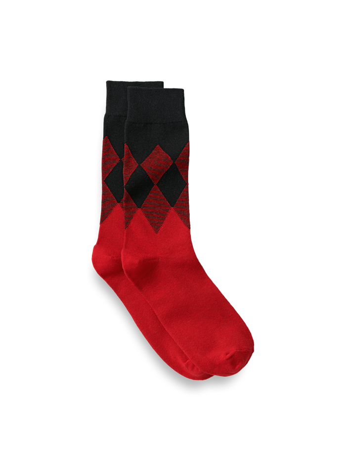 Product Image of Argyle Cotton Blend Socks-Red/Black