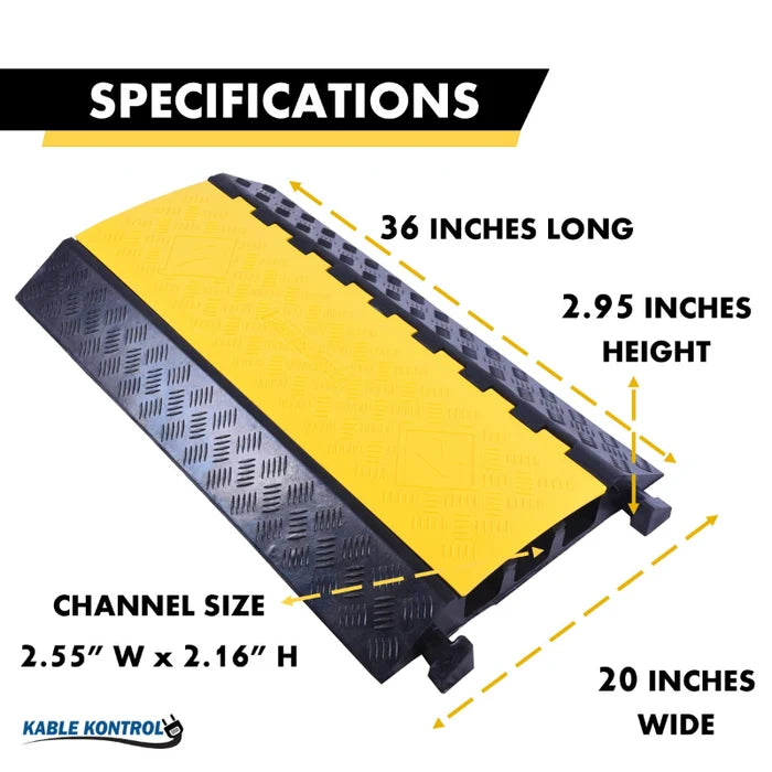 ATLAS Heavy Duty Cable Protector - 3 Channels - Yellow / Black - CP9986