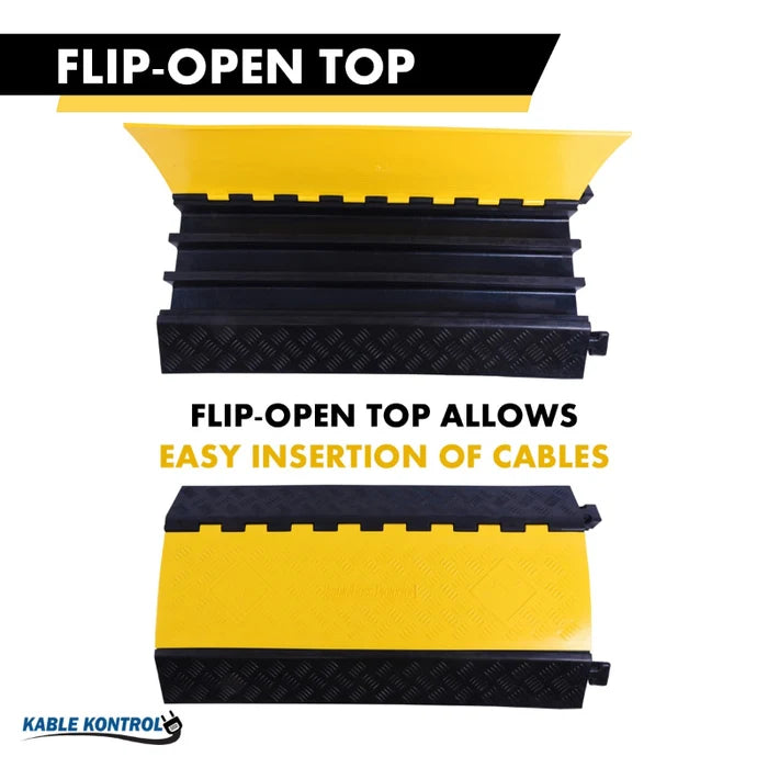 ATLAS Heavy Duty Cable Protector - 3 Channels - Yellow / Black - CP9986