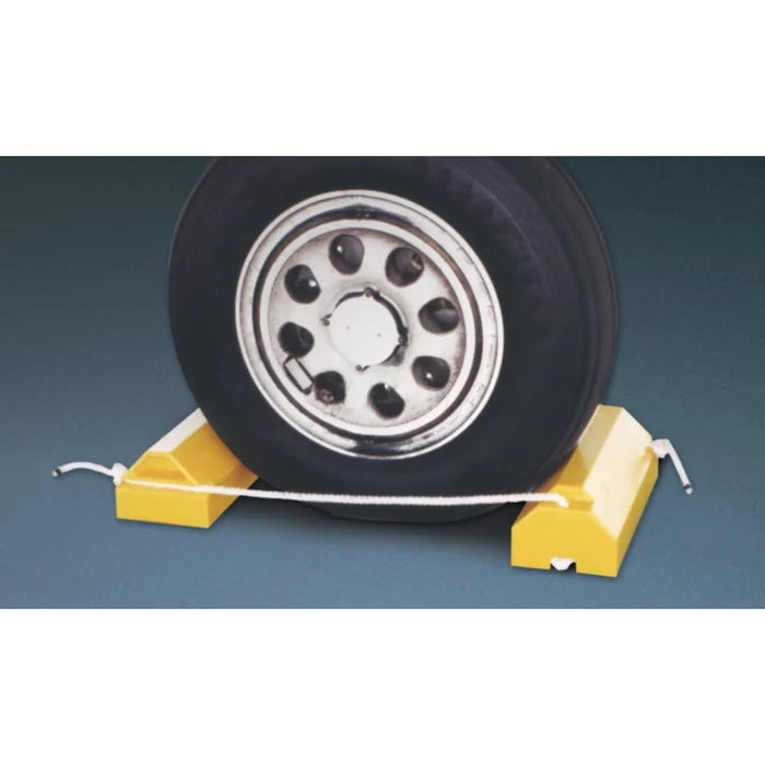 Aviation Wheel Chock 14" - Mid to Large Sized Aircraft with Locking Rope - Yellow