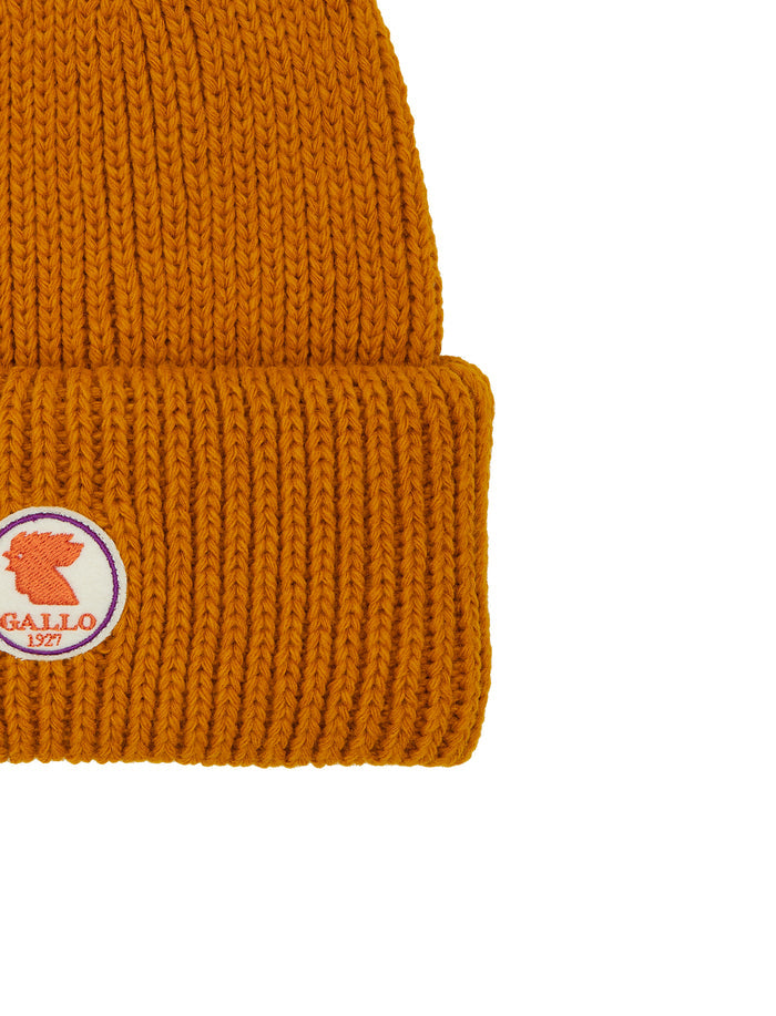 Berretto con risvolto bambino giallo a coste tinta unita - Gallo 1927 - Official Online Shop
