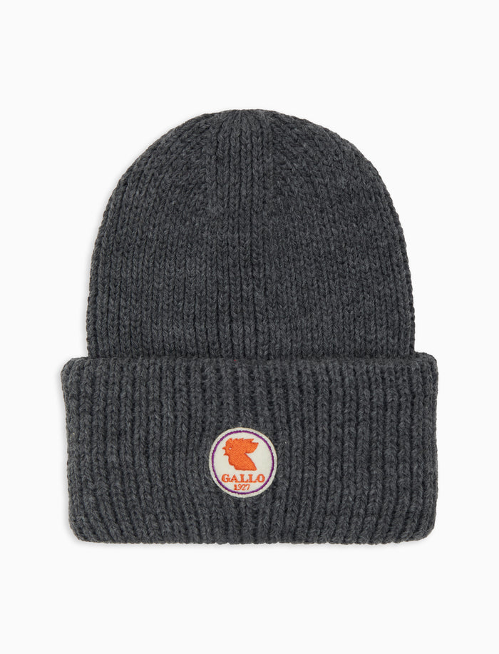 Berretto con risvolto bambino grigio a coste tinta unita - Gallo 1927 - Official Online Shop