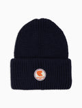Berretto con risvolto unisex blu a coste tinta unita - Gallo 1927 - Official Online Shop