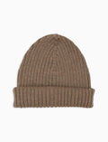 Berretto unisex lana, seta e cashmere beige a coste tinta unita - Gallo 1927 - Official Online Shop