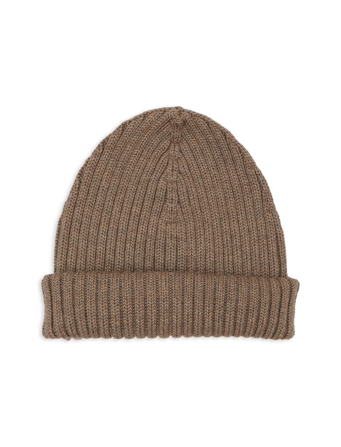 Berretto unisex lana, seta e cashmere beige a coste tinta unita - Gallo 1927 - Official Online Shop