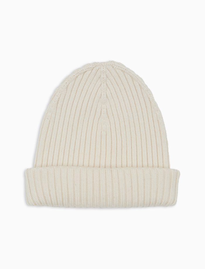 Berretto unisex lana, seta e cashmere bianco a coste tinta unita - Gallo 1927 - Official Online Shop