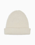 Berretto unisex lana, seta e cashmere bianco a coste tinta unita - Gallo 1927 - Official Online Shop