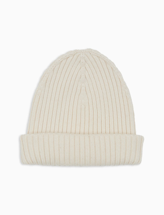 Berretto unisex lana, seta e cashmere bianco a coste tinta unita - Gallo 1927 - Official Online Shop