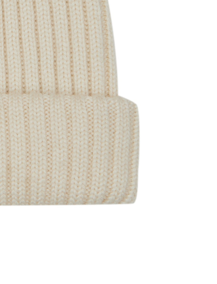 Berretto unisex lana, seta e cashmere bianco a coste tinta unita - Gallo 1927 - Official Online Shop