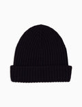Berretto unisex lana, seta e cashmere blu a coste tinta unita - Gallo 1927 - Official Online Shop