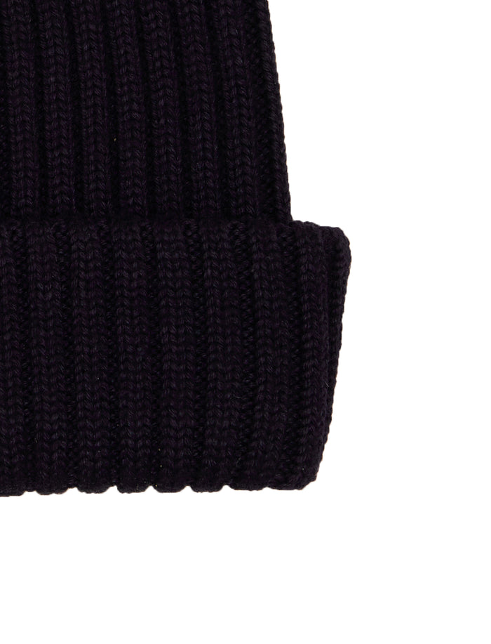 Berretto unisex lana, seta e cashmere blu a coste tinta unita - Gallo 1927 - Official Online Shop