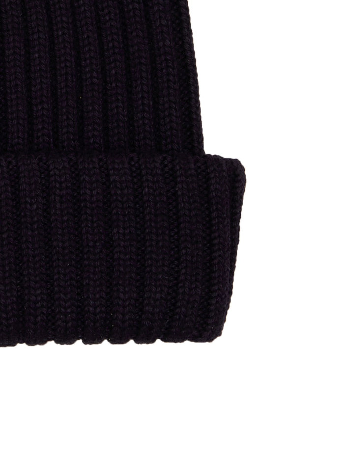 Berretto unisex lana, seta e cashmere blu a coste tinta unita - Gallo 1927 - Official Online Shop