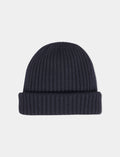 Berretto unisex lana, seta e cashmere blu tinta unita a coste - Gallo 1927 - Official Online Shop