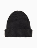 Berretto unisex lana, seta e cashmere grigio a coste tinta unita - Gallo 1927 - Official Online Shop