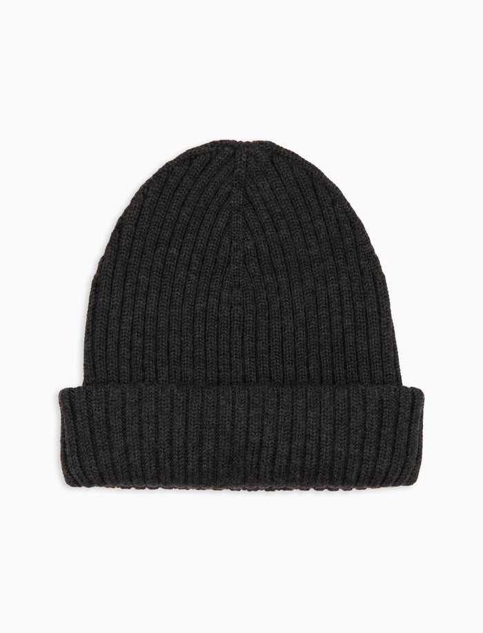Berretto unisex lana, seta e cashmere grigio a coste tinta unita - Gallo 1927 - Official Online Shop