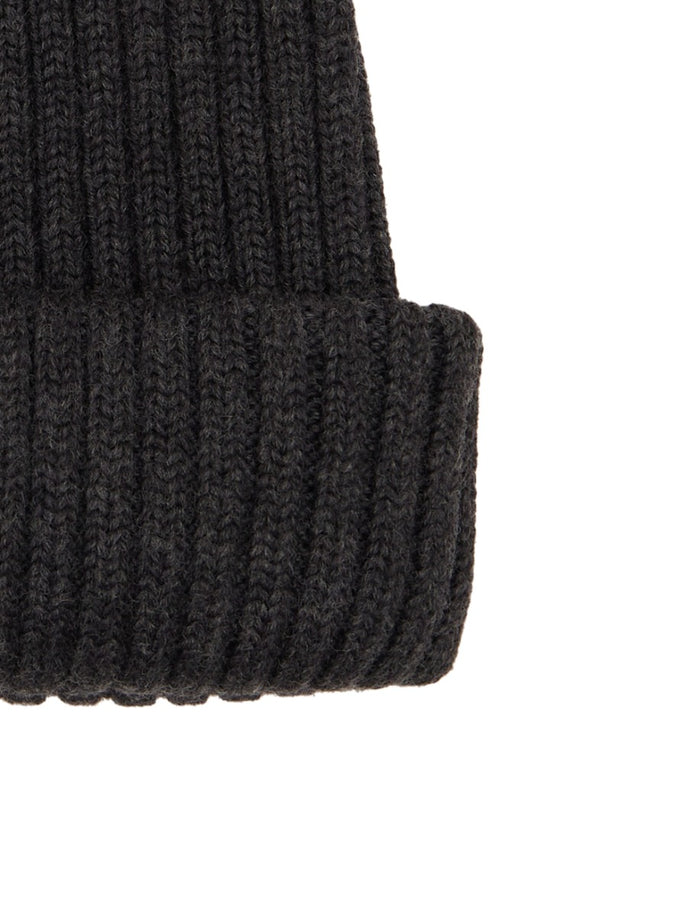 Berretto unisex lana, seta e cashmere grigio a coste tinta unita - Gallo 1927 - Official Online Shop