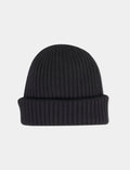 Berretto unisex lana, seta e cashmere nero tinta unita a coste - Gallo 1927 - Official Online Shop