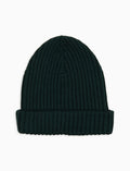 Berretto unisex lana, seta e cashmere verde a coste tinta unita - Gallo 1927 - Official Online Shop