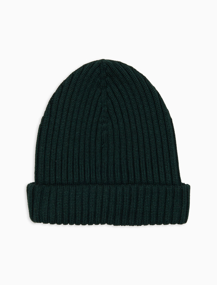 Berretto unisex lana, seta e cashmere verde a coste tinta unita - Gallo 1927 - Official Online Shop