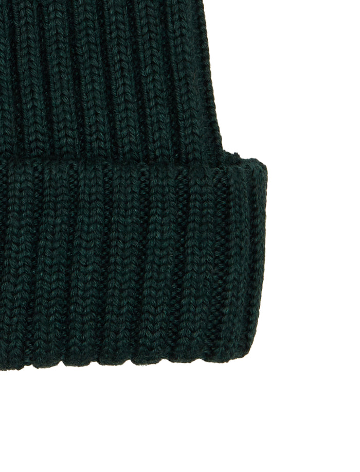 Berretto unisex lana, seta e cashmere verde a coste tinta unita - Gallo 1927 - Official Online Shop