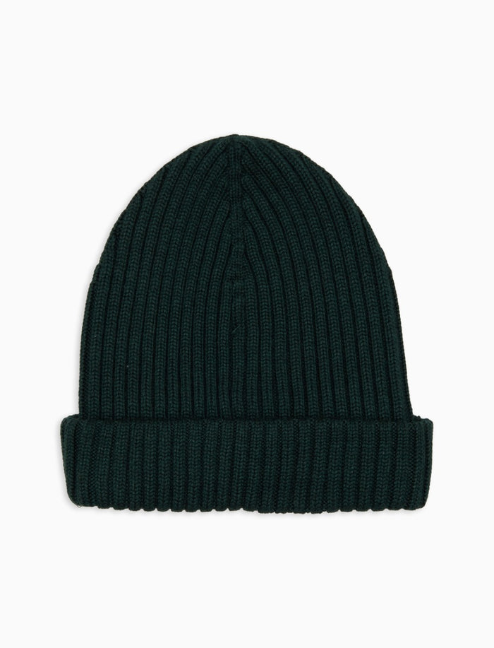 Berretto unisex lana, seta e cashmere verde a coste tinta unita - Gallo 1927 - Official Online Shop