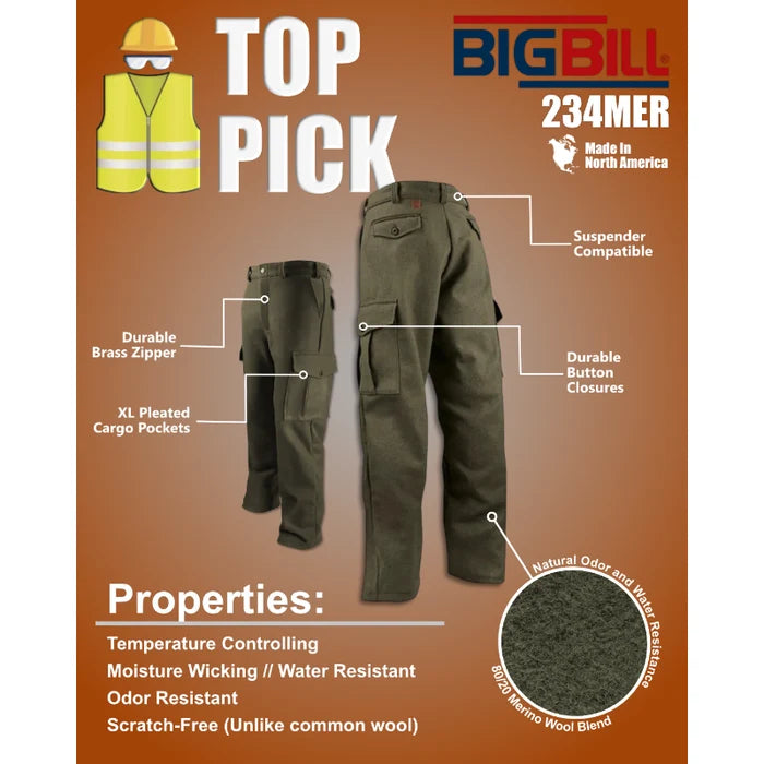 Big Bill® Merino Wool Cargo Pants - Green - 234MER