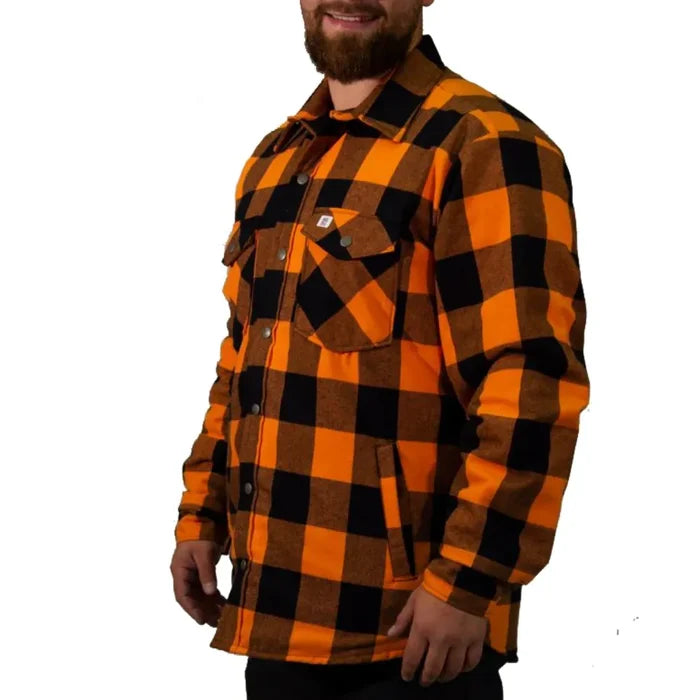 Big Bill Quilted Flannel Shirt Jac with Pockets - Plaid Orange - 223Q