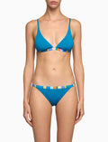 Bikini donna a vela tinta unita bordi multicolor azzurro - Gallo 1927 - Official Online Shop