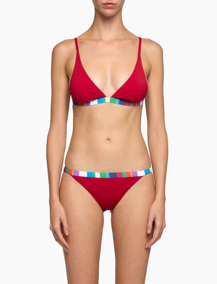 Bikini donna a vela tinta unita bordi multicolor bianco - Gallo 1927 - Official Online Shop