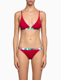 Bikini donna a vela tinta unita bordi multicolor bianco - Gallo 1927 - Official Online Shop