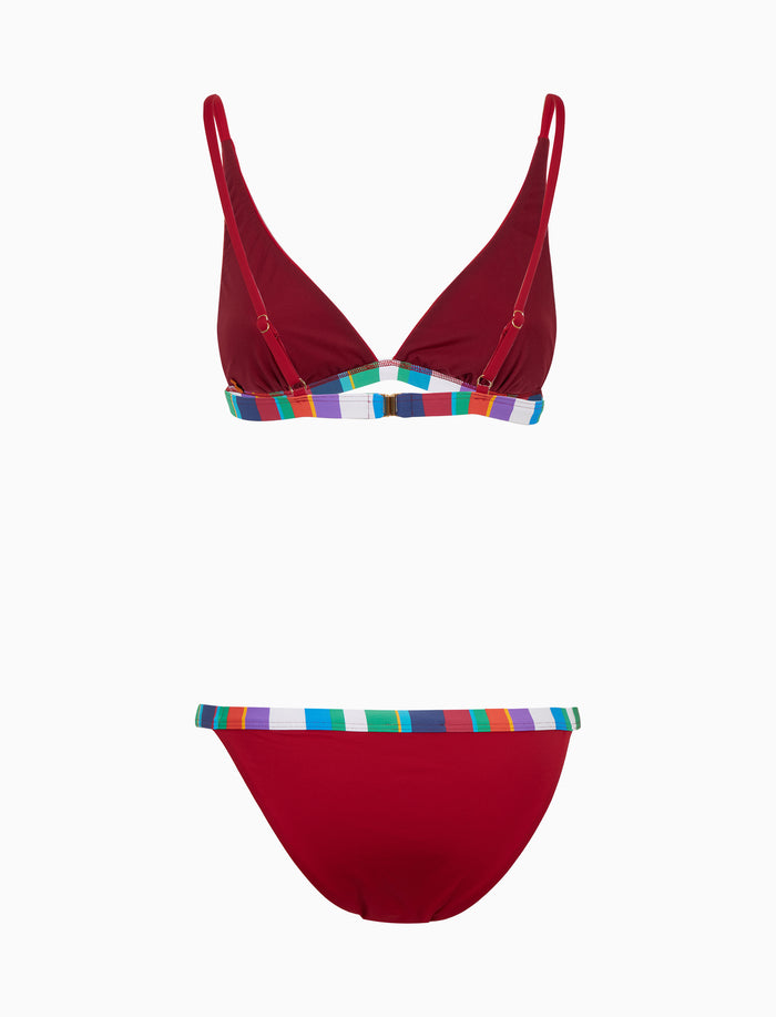 Bikini donna a vela tinta unita bordi multicolor bianco - Gallo 1927 - Official Online Shop