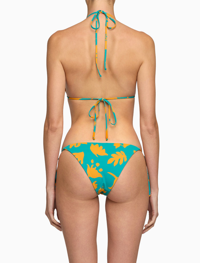 Bikini triangolo donna fantasia fiori su fondo color pavone - Gallo 1927 - Official Online Shop