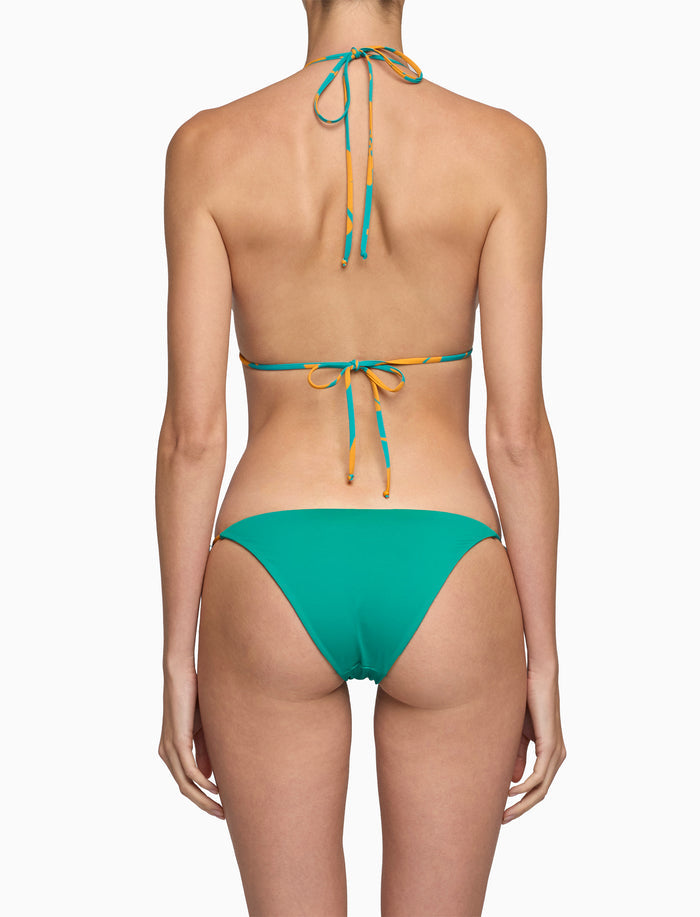 Bikini triangolo donna fantasia fiori su fondo color pavone - Gallo 1927 - Official Online Shop