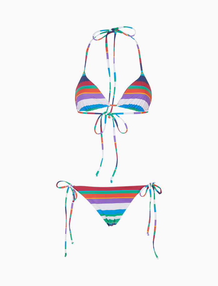Bikini triangolo donna righe multicolor bianco - Gallo 1927 - Official Online Shop