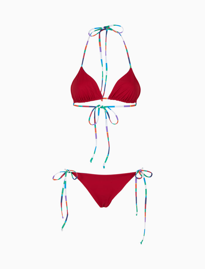 Bikini triangolo donna righe multicolor bianco - Gallo 1927 - Official Online Shop
