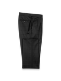 Product Image of Black Wool Windowpane Double Pleated Suit Pants-Black