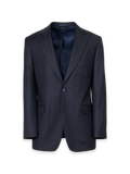 Product Image of Black/blue Wool Stripe Single Breasted Peak Lapel Suit Jacket-Black/Blue