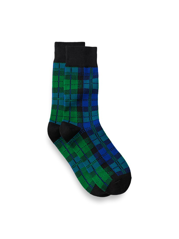 Product Image of Blackwatch Plaid Cotton Blend Socks-Blue Multi