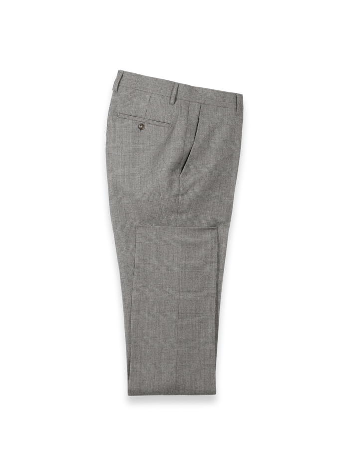 Product Image of Black/white Wool Glen Plaid Flat Front Suit Pants-Black/White