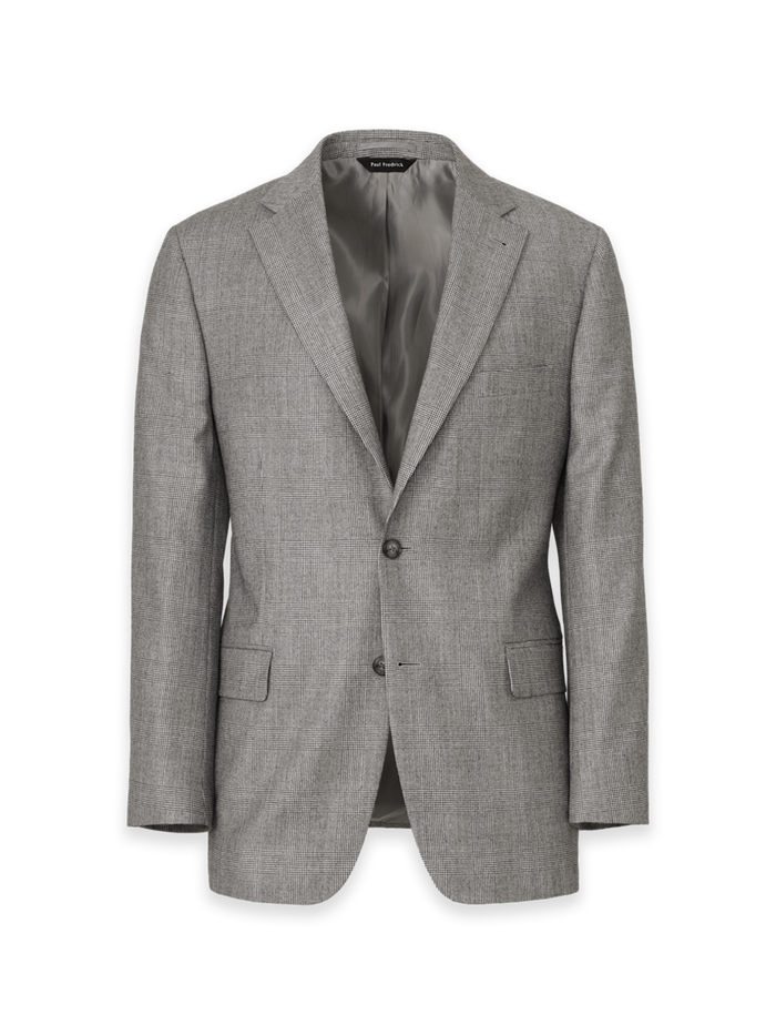 Product Image of Black/white Wool Glen Plaid Single Breasted Notch Lapel Suit Jacket-Black/White