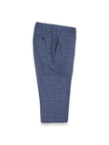 Product Image of Blue Wool Blend Plaid Flat Front Suit Pants-Blue