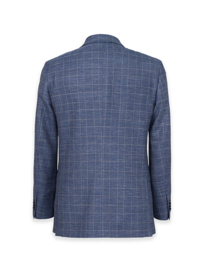 Alternate Image of Blue Wool Blend Plaid Single Breasted Notch Lapel Suit Jacket-1