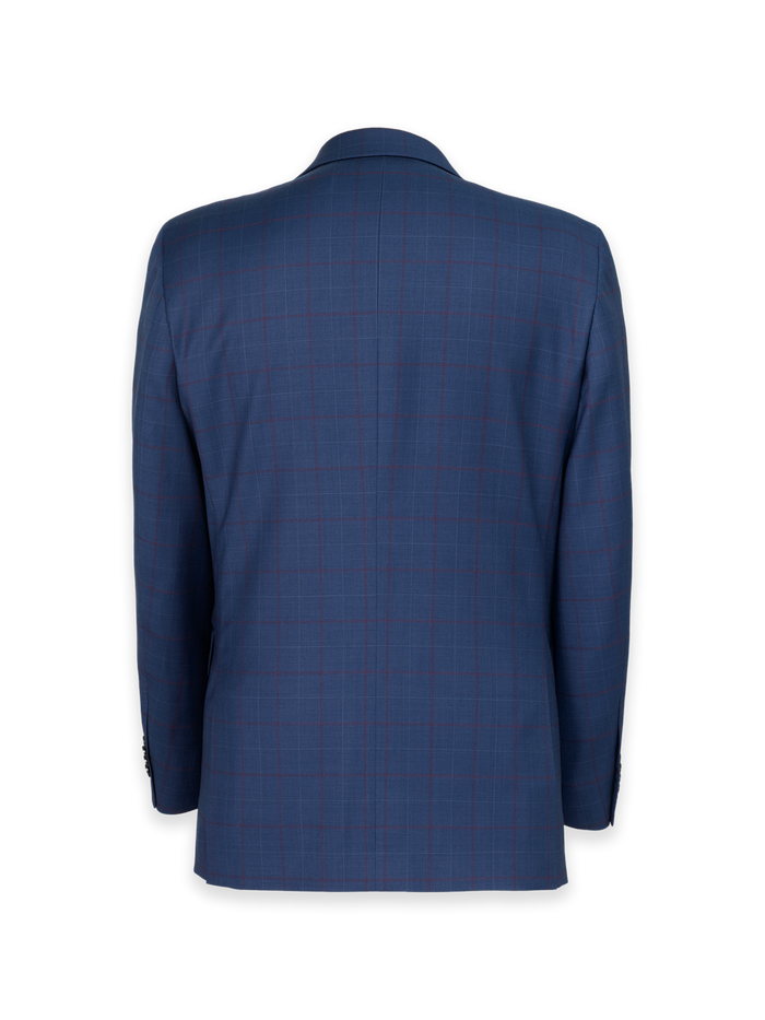 Alternate Image of Blue Wool Blend Windowpane Single Breasted Notch Lapel Suit Jacket-1