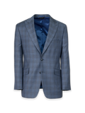 Product Image of Blue Wool Glen Plaid Single Breasted Suit Jacket-Blue