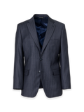 Product Image of Blue Wool Stripe Single Breasted Notch Lapel Suit Jacket-Slate Blue